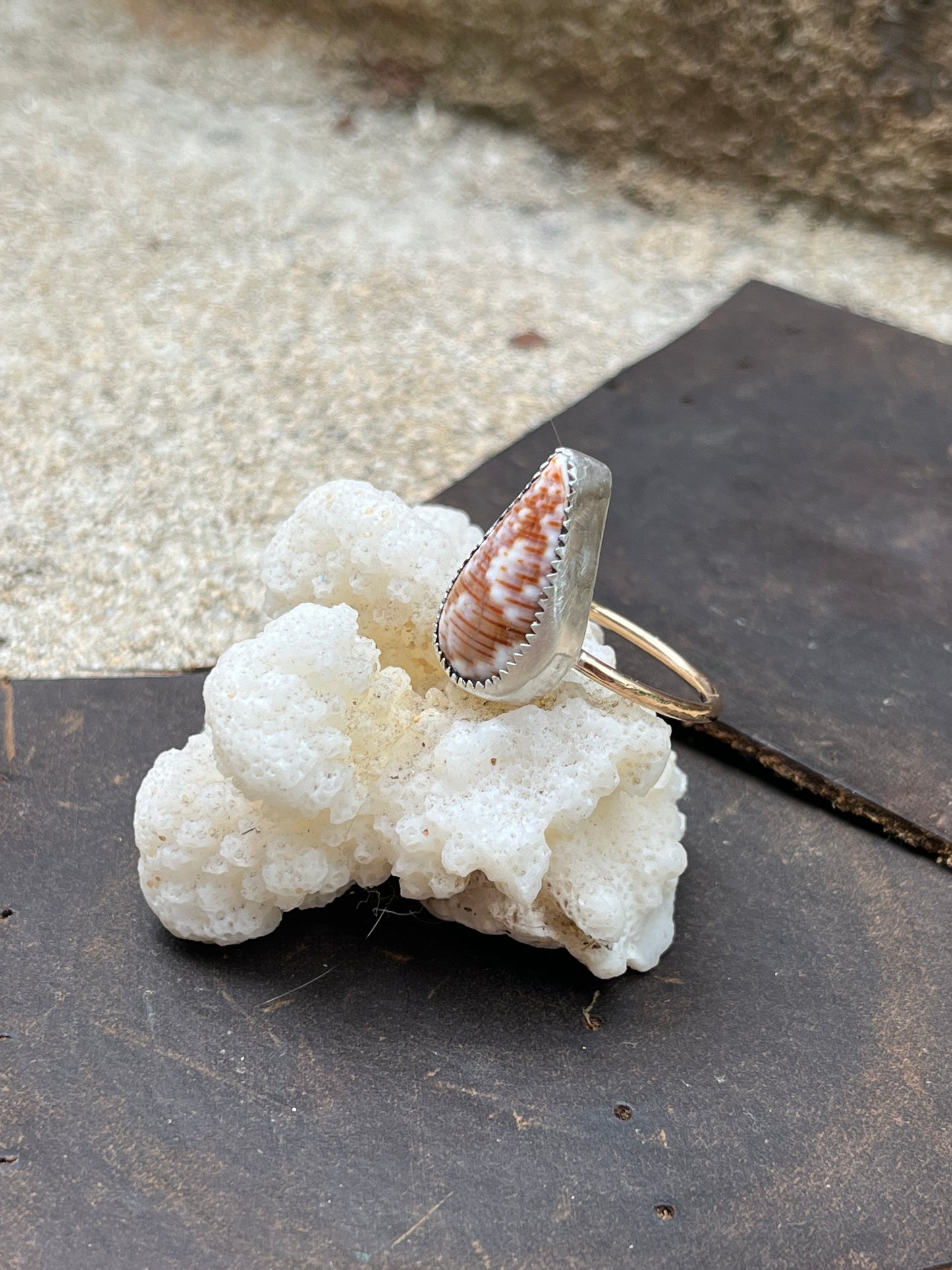 Hawaiian Mixed Metal Shell Ring