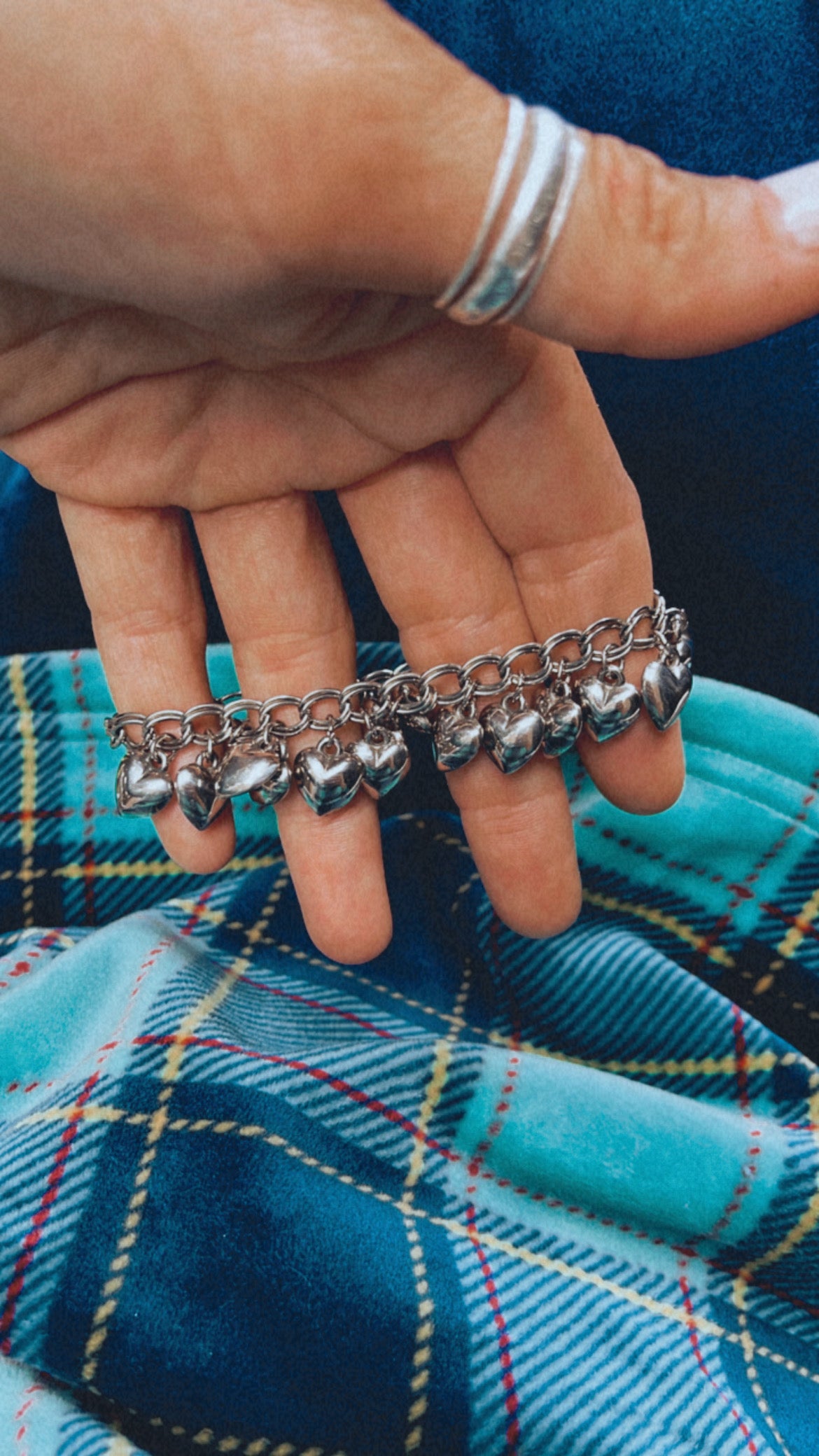 Vintage puffy heart Sterling bracelet