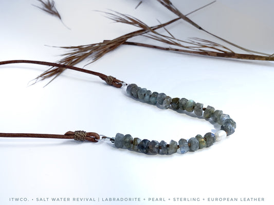 salt water revival | labradorite + pearl necklace